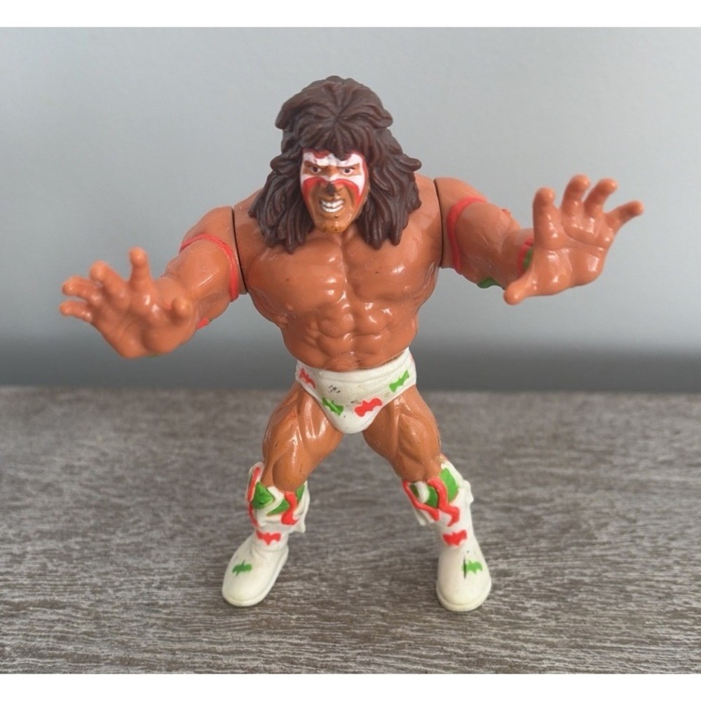 WWF Ultimate Warrior White Trunks 4.5 Inch Figure Vintage Hasbro 1991